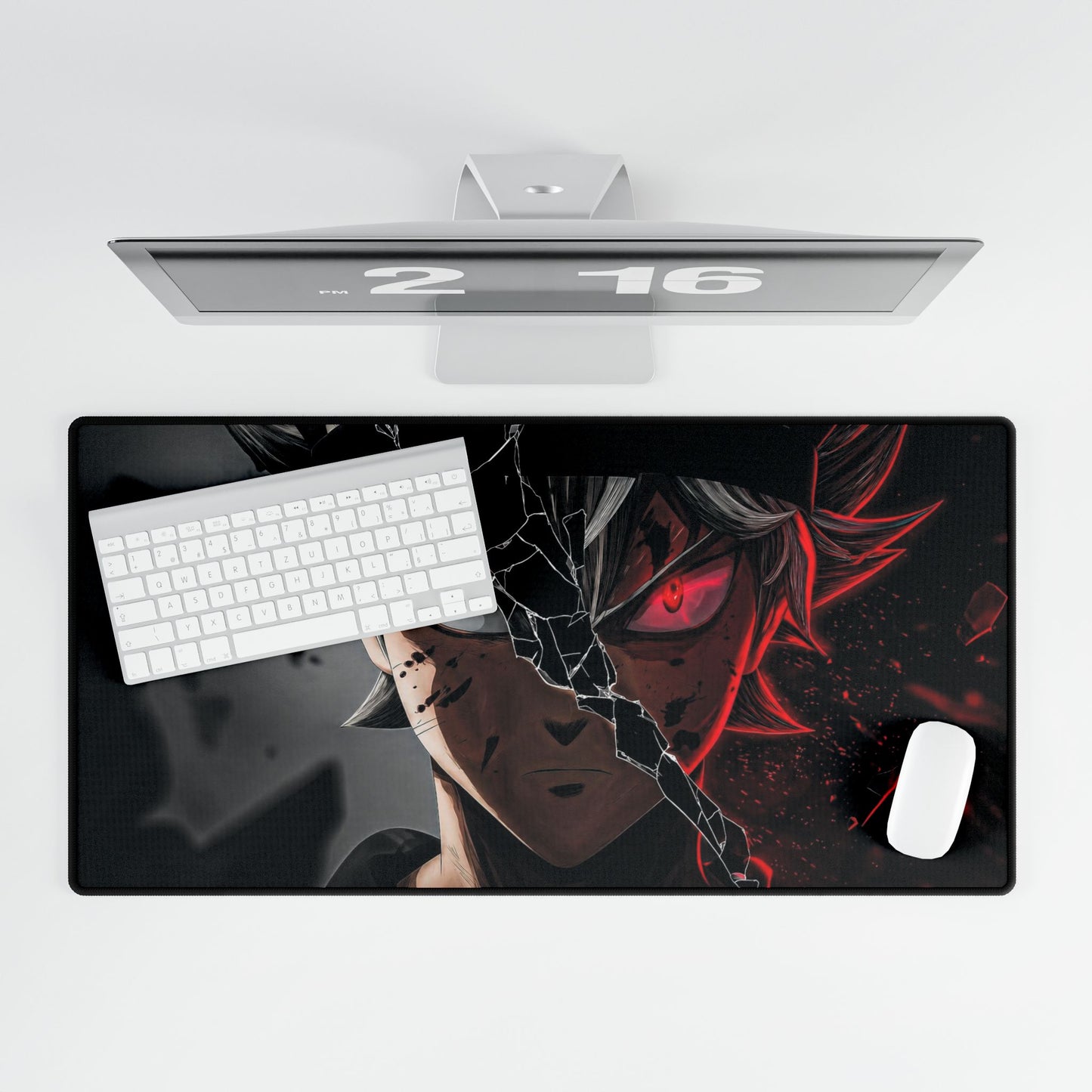 Anime Asta Black Clover Desk Mat — Split Dark/Red Demon Eye Gaming Mouse Pad