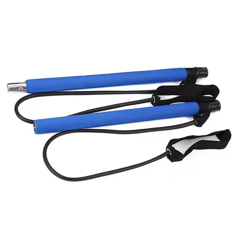 Multifunctional Pilates Bar Combination Fitness Bar Yoga Chest Expansion Tension Rope Back Trainer Elastic Rope Stretching Belt
