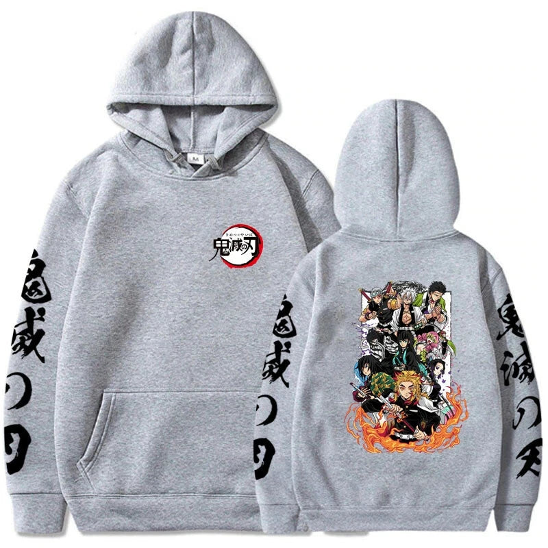 Trendy Hot Selling Demon Slayer Anime Jacket Pullover Black Sweatshirts Hoodie Cosplay Costum, Men's Hoodies