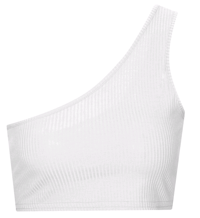 Solid Color One-Shoulder Strap Crop Top