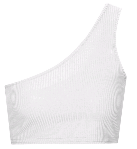 Solid Color One-Shoulder Strap Crop Top