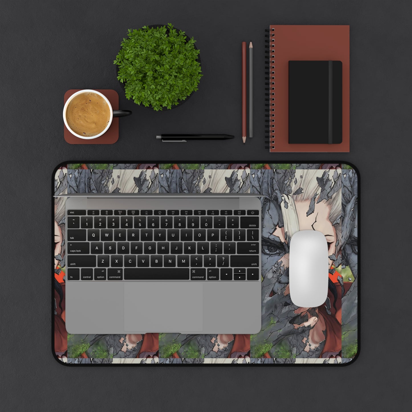 Anime Warrior Desk Mat — Dark Samurai Gaming Mousepad