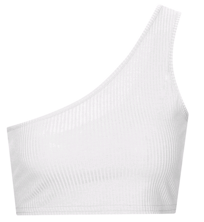 Solid Color One-Shoulder Strap Crop Top
