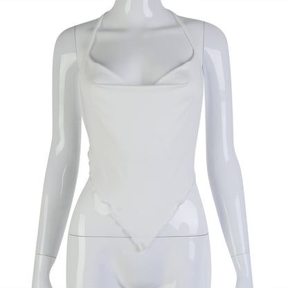 Solid Color Backless Crop Top with Tie Detail