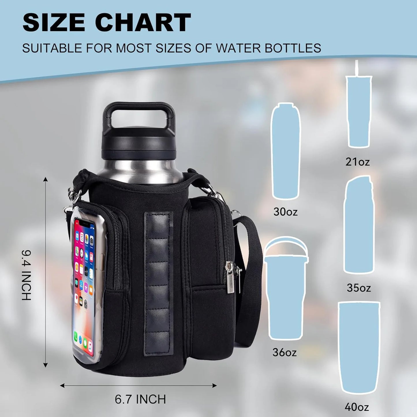 Geestock Magnetic Gym Bag Portable Magnetic Carrier Bag With Phone Pocket Fitness Water Bottle Pouch Gym Accessories Organizer