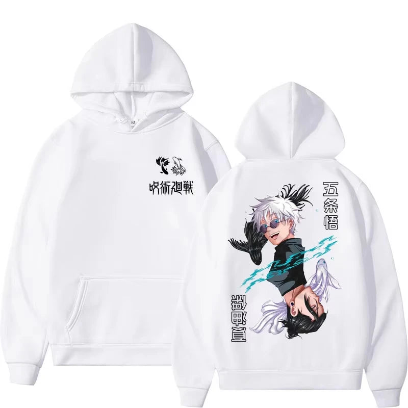 Japanese anime Jujutsu Kaisen Hoodie Satoru Gojo Geto Suguru Manga Sweatshirt Casual Fleece Harajuku Tracksuit Streetwear
