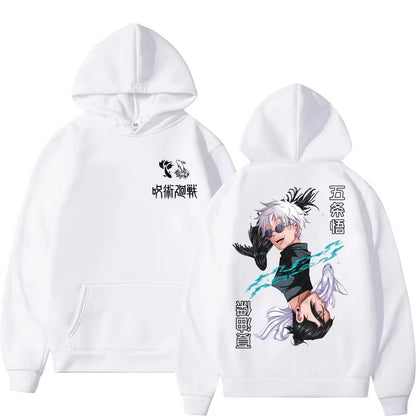 Japanese anime Jujutsu Kaisen Hoodie Satoru Gojo Geto Suguru Manga Sweatshirt Casual Fleece Harajuku Tracksuit Streetwear