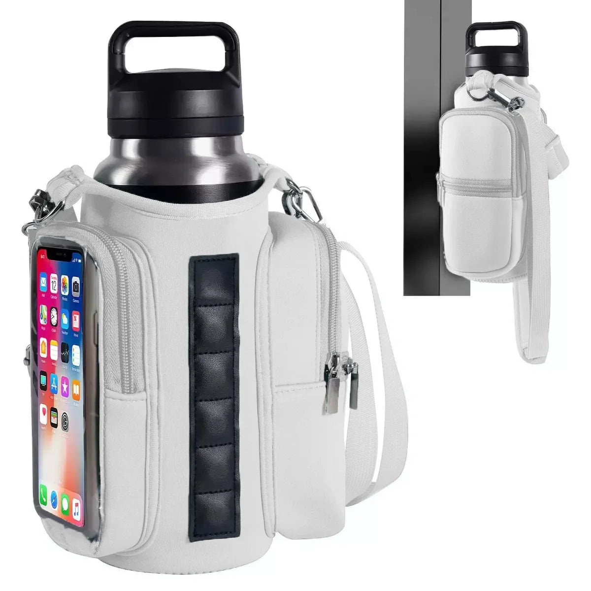 Geestock Magnetic Gym Bag Portable Magnetic Carrier Bag With Phone Pocket Fitness Water Bottle Pouch Gym Accessories Organizer