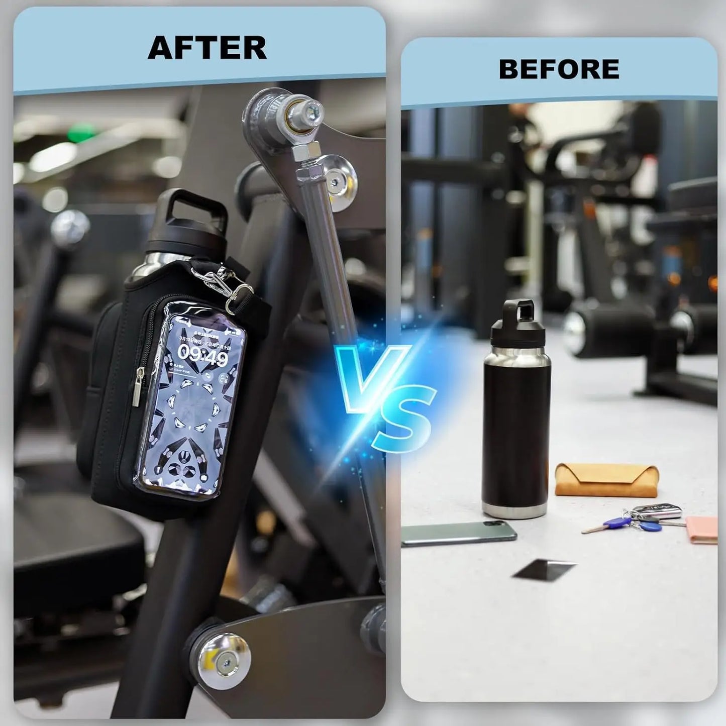 Geestock Magnetic Gym Bag Portable Magnetic Carrier Bag With Phone Pocket Fitness Water Bottle Pouch Gym Accessories Organizer
