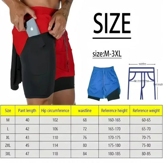 Anime Demon Slayer Gym Shorts Man Quick Dry Pants Double-layer 2 in 1 Shorts Y2k Sportswear Summer 2026 Breathable Streetwear