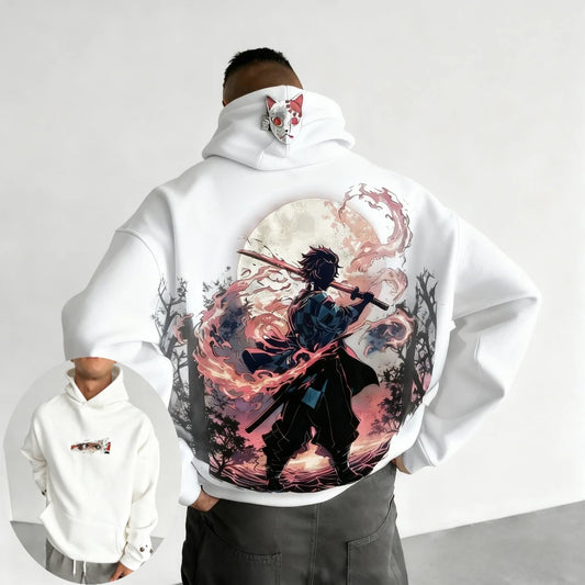 Demon Slayer Men's Hoodie Sweatshirt Kamado Tanjirou Anime Spring Autumn and Winter Boy Warm Long-sleeved