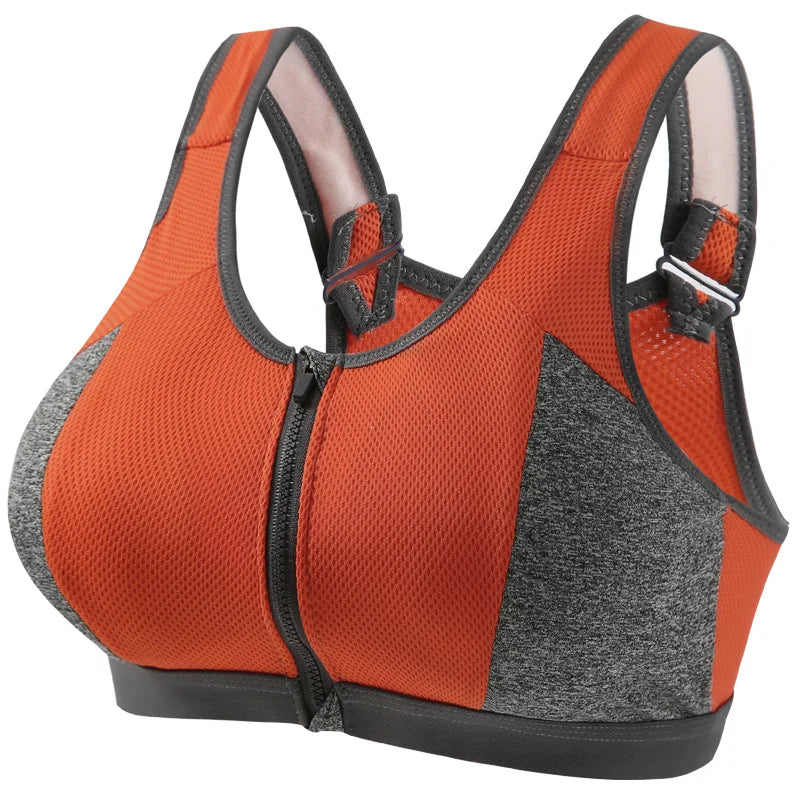 Yoga Sports Bra Top Shockproof Push Up Sportwear Workout Vest for Women Front Zipper Gym Running Underwear Jogging Fitness Bras