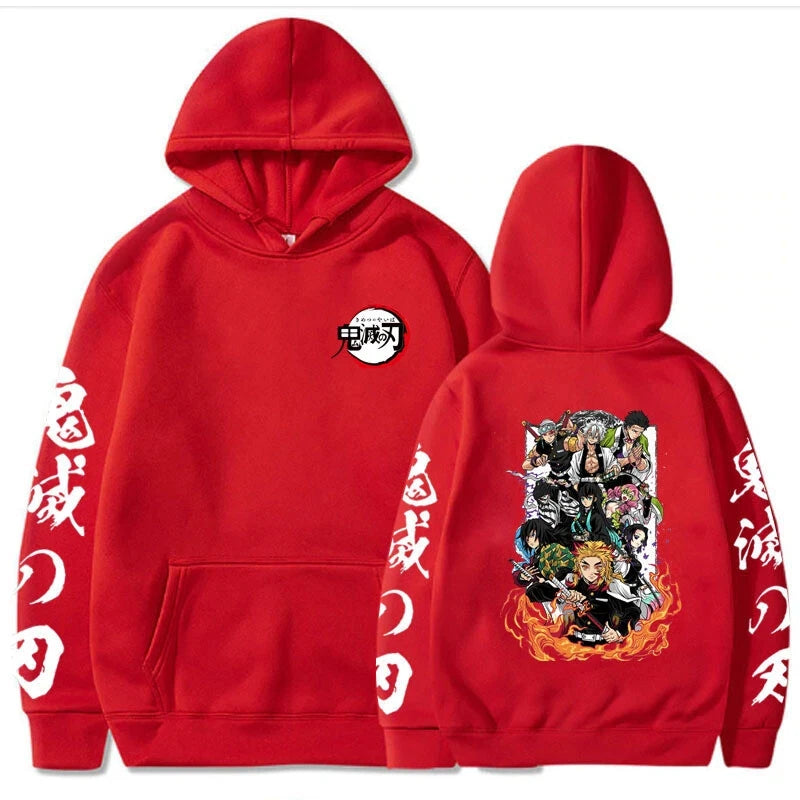 Trendy Hot Selling Demon Slayer Anime Jacket Pullover Black Sweatshirts Hoodie Cosplay Costum, Men's Hoodies