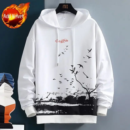 Sweatshirts for Man Hooded Anime White Men's Clothing Hip Hop Manga Hoodies Aesthetic Streetwear New in Pastel Color Cotton Emo