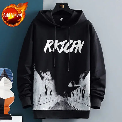 Sweatshirts for Man Hooded Anime White Men's Clothing Hip Hop Manga Hoodies Aesthetic Streetwear New in Pastel Color Cotton Emo
