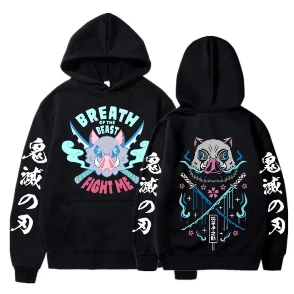 Demon Slayer Kanroji Mitsuri Anime Hoodie Sweater Unisex Cotton Hooded Sweatshirt Autumn Winter Y2k Streetwear Long Sleeve Tops
