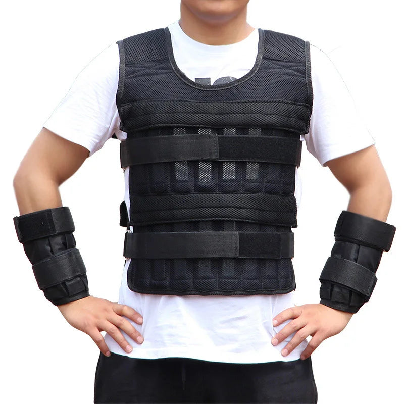 20kg Adjustable Weighted Vest,Empty Bag Fitness Running Vest for Men Women,Black Physical Training Clothing for Boxing