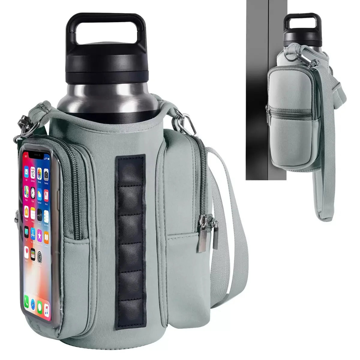 Geestock Magnetic Gym Bag Portable Magnetic Carrier Bag With Phone Pocket Fitness Water Bottle Pouch Gym Accessories Organizer