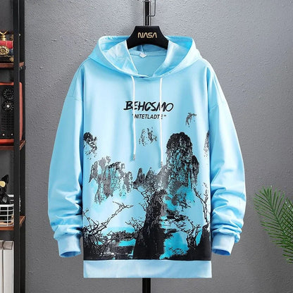 Sweatshirts for Man Hooded Anime White Men's Clothing Hip Hop Manga Hoodies Aesthetic Streetwear New in Pastel Color Cotton Emo