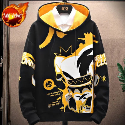 Sweatshirts for Man Hooded Anime White Men's Clothing Hip Hop Manga Hoodies Aesthetic Streetwear New in Pastel Color Cotton Emo