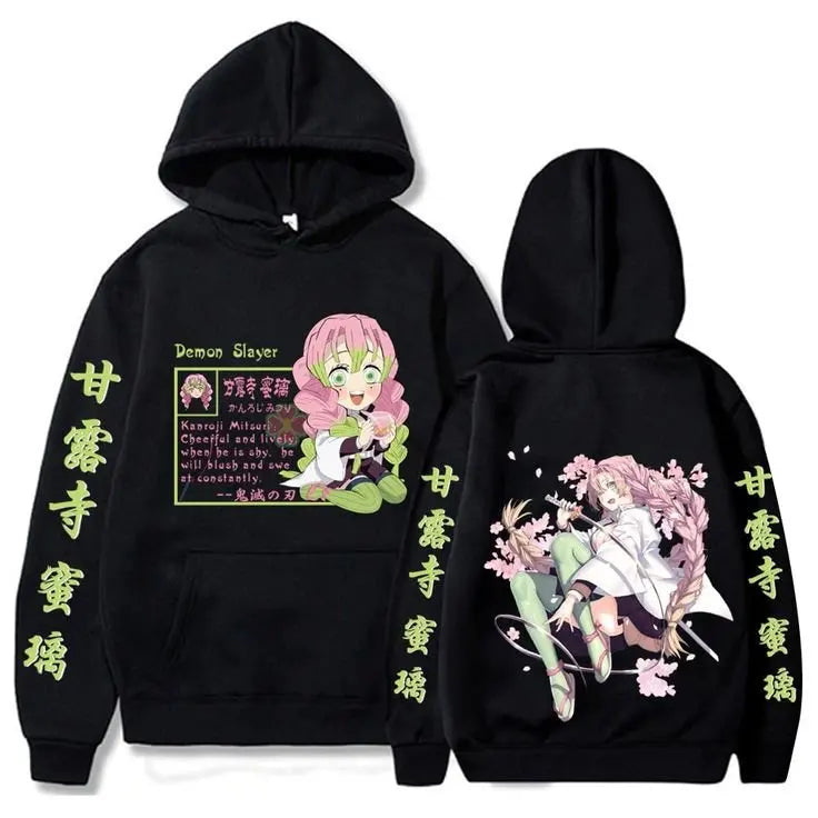 Demon Slayer Kanroji Mitsuri Anime Hoodie Sweater Unisex Cotton Hooded Sweatshirt Autumn Winter Y2k Streetwear Long Sleeve Tops
