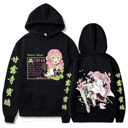 Demon Slayer Kanroji Mitsuri Anime Hoodie Sweater Unisex Cotton Hooded Sweatshirt Autumn Winter Y2k Streetwear Long Sleeve Tops