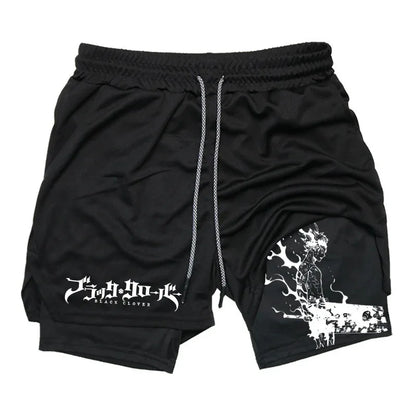 Summer New Black Five-leaf Clover Printed Men's and Women's Shorts Double-layer Loose Sports and Casual Pants for Beach Fitness