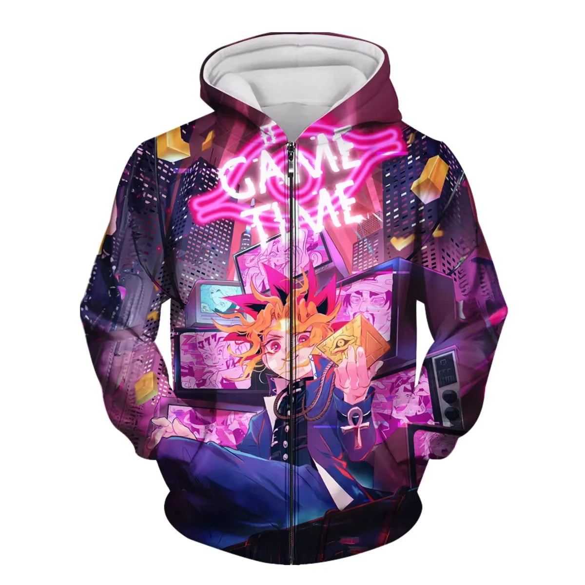 Japanese Anime Yu Gi Oh 3d Print Zip Up Hoodie Men Women Fashion Game Tracksuit Zipper Hoodie Sweatshirt Men Clothes Teen Jacket