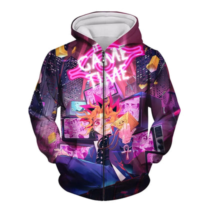Japanese Anime Yu Gi Oh 3d Print Zip Up Hoodie Men Women Fashion Game Tracksuit Zipper Hoodie Sweatshirt Men Clothes Teen Jacket