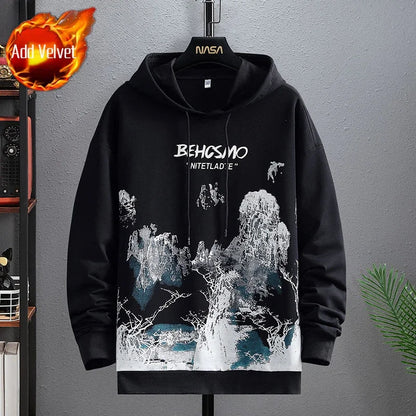 Sweatshirts for Man Hooded Anime White Men's Clothing Hip Hop Manga Hoodies Aesthetic Streetwear New in Pastel Color Cotton Emo