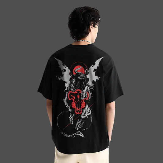 Black Clover Asta T-Shirt Men's Anime Demon Bull Graphic Short Sleeve Crew Neck Casual Streetwear Manga Fan Gift Summer