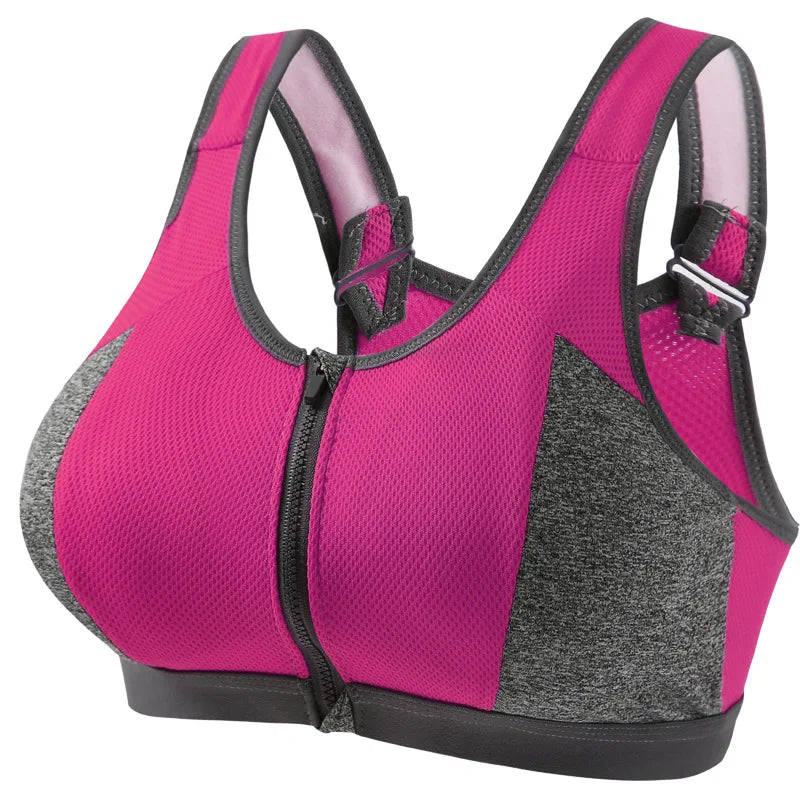 Yoga Sports Bra Top Shockproof Push Up Sportwear Workout Vest for Women Front Zipper Gym Running Underwear Jogging Fitness Bras