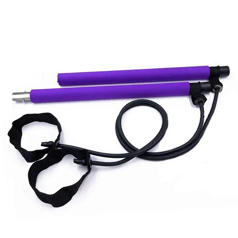 Multifunctional Pilates Bar Combination Fitness Bar Yoga Chest Expansion Tension Rope Back Trainer Elastic Rope Stretching Belt