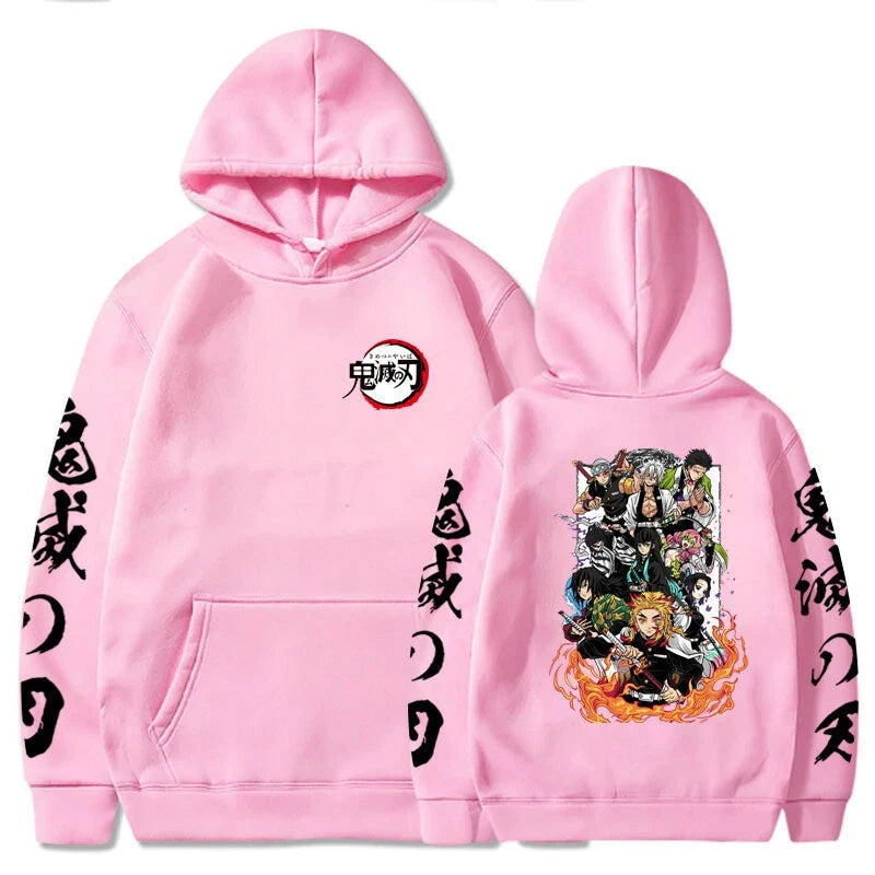 Trendy Hot Selling Demon Slayer Anime Jacket Pullover Black Sweatshirts Hoodie Cosplay Costum, Men's Hoodies