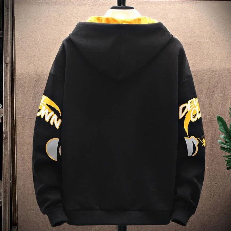 Sweatshirts for Man Hooded Anime White Men's Clothing Hip Hop Manga Hoodies Aesthetic Streetwear New in Pastel Color Cotton Emo