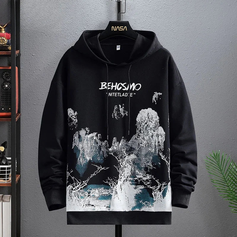 Sweatshirts for Man Hooded Anime White Men's Clothing Hip Hop Manga Hoodies Aesthetic Streetwear New in Pastel Color Cotton Emo