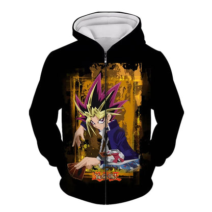 Japanese Anime Yu Gi Oh 3d Print Zip Up Hoodie Men Women Fashion Game Tracksuit Zipper Hoodie Sweatshirt Men Clothes Teen Jacket