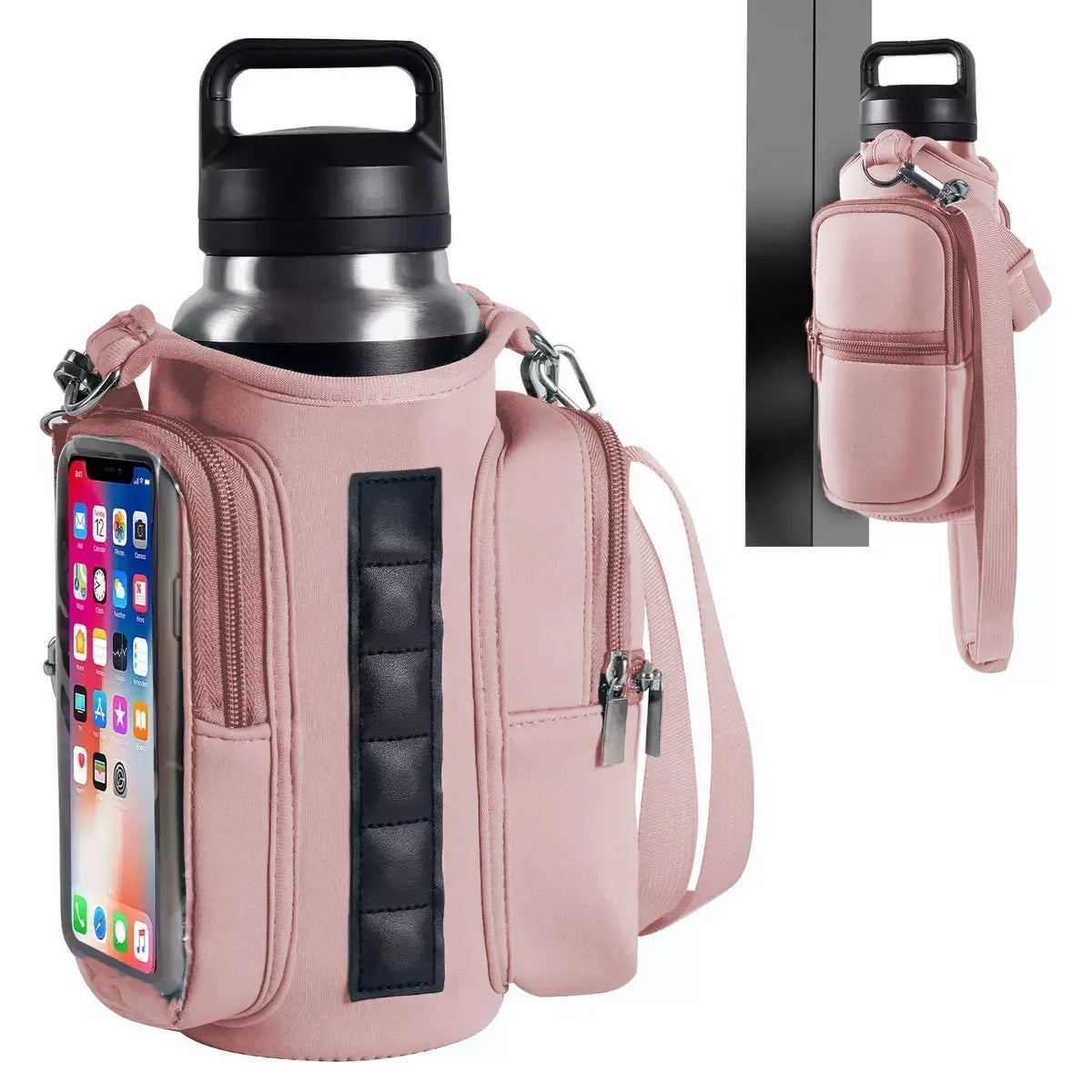 Geestock Magnetic Gym Bag Portable Magnetic Carrier Bag With Phone Pocket Fitness Water Bottle Pouch Gym Accessories Organizer