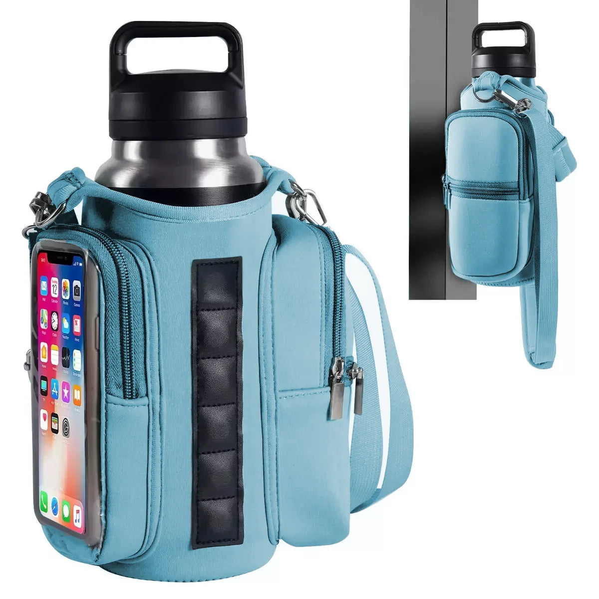 Geestock Magnetic Gym Bag Portable Magnetic Carrier Bag With Phone Pocket Fitness Water Bottle Pouch Gym Accessories Organizer