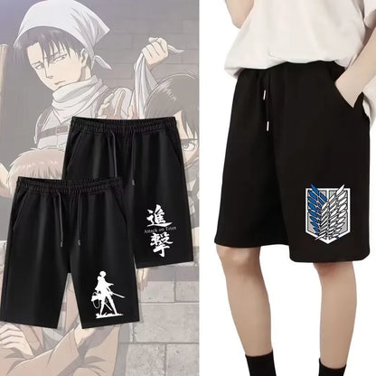 Attack on Giant Anime Shorts Wings of Liberty COS Allen Mikasa Survey Corps Five-Point Pants Men's Summer Fashion Trend Shorts