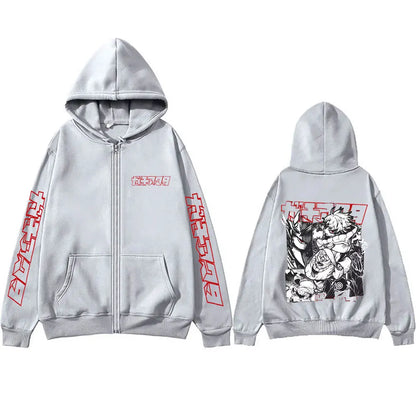 Anime Gachiakuta Rudo Graphic Merch Zipper Hoodie Men Women Casual Oversized Zip Up Jacket Male Cartoon Manga Zip Up Sweatshirt