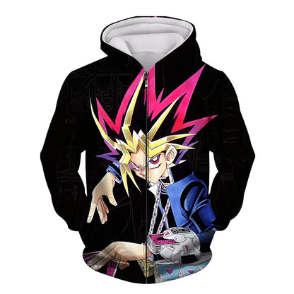 Japanese Anime Yu Gi Oh 3d Print Zip Up Hoodie Men Women Fashion Game Tracksuit Zipper Hoodie Sweatshirt Men Clothes Teen Jacket