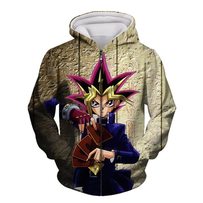 Japanese Anime Yu Gi Oh 3d Print Zip Up Hoodie Men Women Fashion Game Tracksuit Zipper Hoodie Sweatshirt Men Clothes Teen Jacket