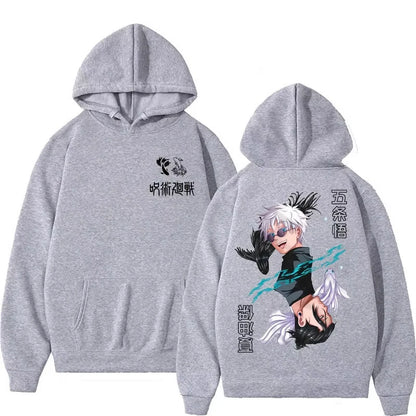 Japanese anime Jujutsu Kaisen Hoodie Satoru Gojo Geto Suguru Manga Sweatshirt Casual Fleece Harajuku Tracksuit Streetwear