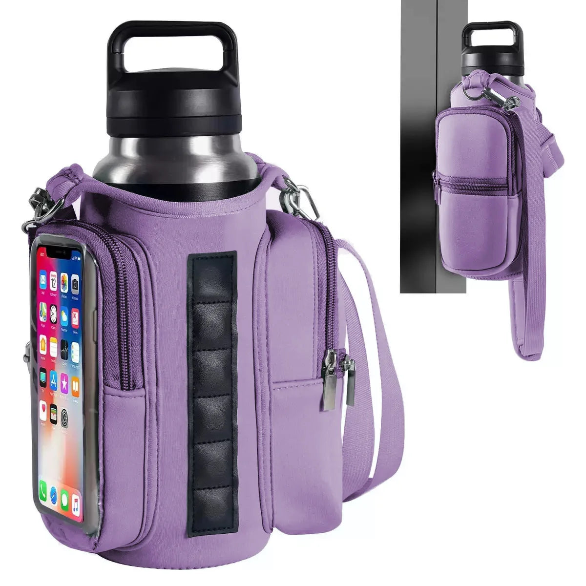 Geestock Magnetic Gym Bag Portable Magnetic Carrier Bag With Phone Pocket Fitness Water Bottle Pouch Gym Accessories Organizer
