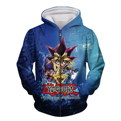 Japanese Anime Yu Gi Oh 3d Print Zip Up Hoodie Men Women Fashion Game Tracksuit Zipper Hoodie Sweatshirt Men Clothes Teen Jacket