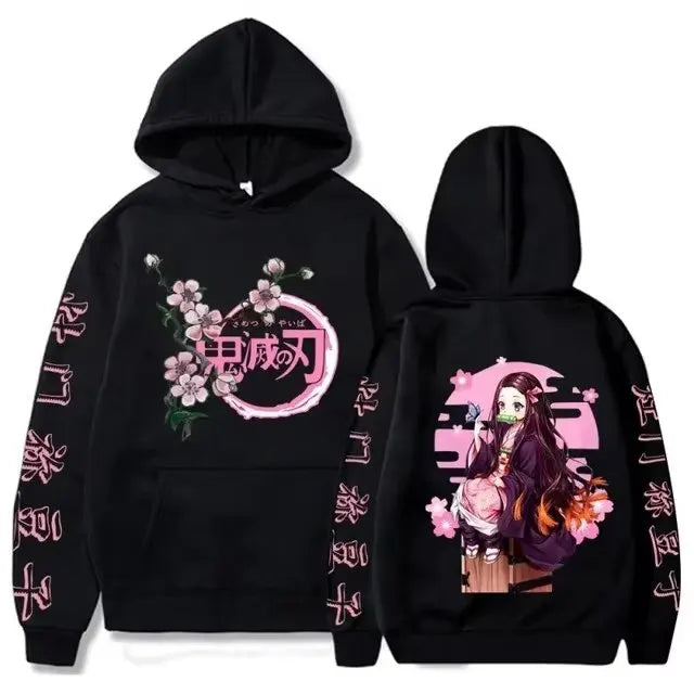 Demon Slayer Kanroji Mitsuri Anime Hoodie Sweater Unisex Cotton Hooded Sweatshirt Autumn Winter Y2k Streetwear Long Sleeve Tops
