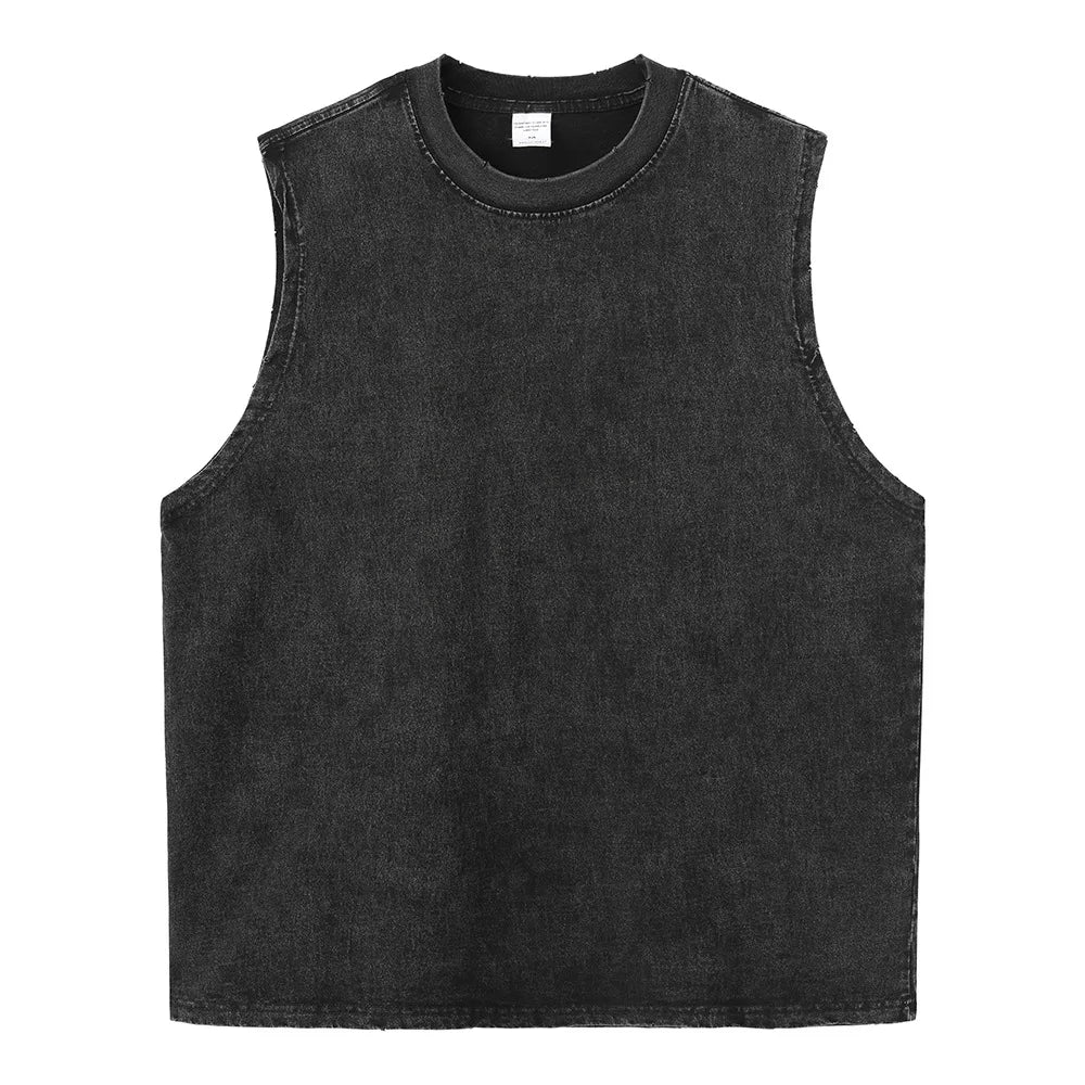 2026 New Summer Oversized Black Clover Asta Anti-Magic Demon Washed Sleeveless Tank Top, Vintage Distressed Anime Streetwear