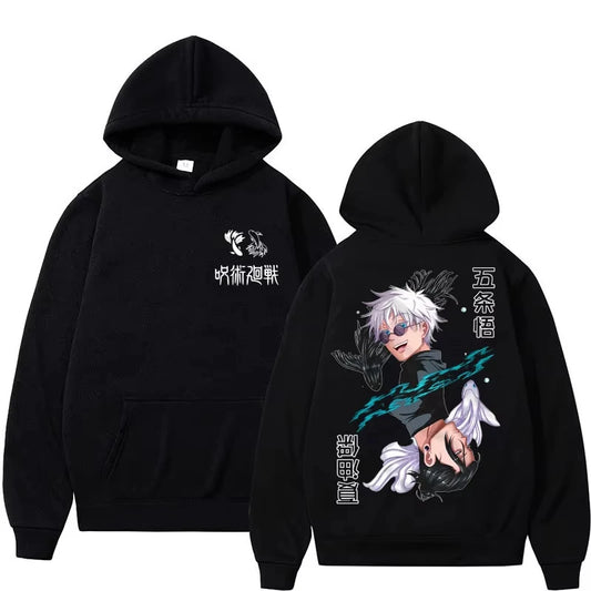 Japanese anime Jujutsu Kaisen Hoodie Satoru Gojo Geto Suguru Manga Sweatshirt Casual Fleece Harajuku Tracksuit Streetwear