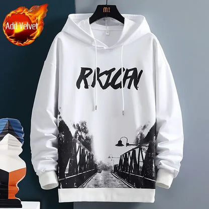 Sweatshirts for Man Hooded Anime White Men's Clothing Hip Hop Manga Hoodies Aesthetic Streetwear New in Pastel Color Cotton Emo